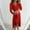 Red, variant on Patlollav Plus Size Womens Sexy Buttocks V-Neck Solid Slimming Long Leeve Dress