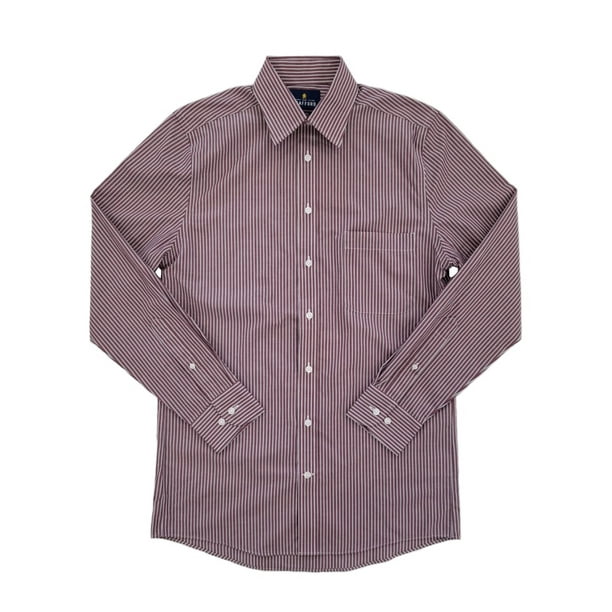 Stafford Mens Burgundy Stripe Performance Super Shirt Fitted Dress