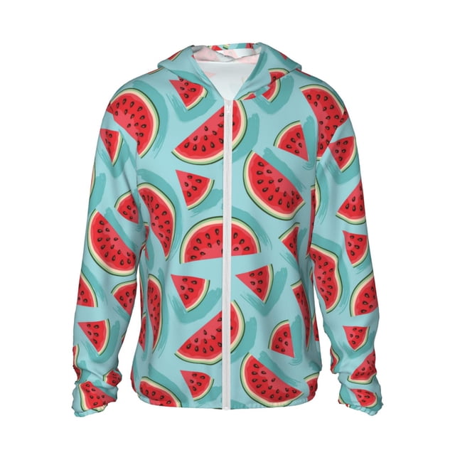 Lsque Watermelon Pattern UPF 50+ Lightweight Sun Protection Men's Women's Long Sleeve Shirt, Hoodie Performance -XX-Large