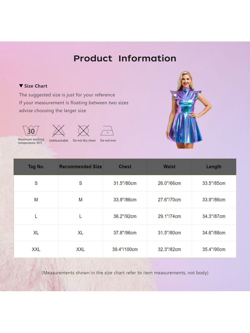 Sxiwei Women's Wet Look Pleated Dress High Waist Holographic Back Zipper  Disco Dress Gold L - Walmart.com
