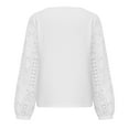 thumbnail image 6 of Sakmal Women's Lace Shirts Sexy White Long Sleeve Shirts Square Neckline Blouses Summer Tops for Women, 6 of 7