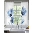 thumbnail image 2 of Abstract Ray Tulip Sheer Curtains for Living Room Bedroom, Light-filtering Sheer Curtain, Transparent Blue Flower Rod Pocket Voile Window Treatment Drapes, 52’’Wx63’’L, 2 Panels Set, 2 of 7