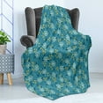 thumbnail image 4 of Spring Soft Flannel Fleece Throw Blanket, Flourishing Blooms Summertime Petals Shabby Leaves Retro Gardening Art, Cozy Plush for Indoor and Outdoor Use, 50" x 70", Teal Earth Yellow, by Ambesonne, 4 of 5