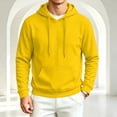thumbnail image 6 of Vxararl Men's Lined Hoodie Long Sleeve Drawstring Casual Pullover with Pocket Oversized Hood Drawstring Sweatshirts Casual Daily Wear, Travel, Weekend, Workout and Streetwear Hoodie Men Yellow L, 6 of 6