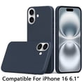 thumbnail image 2 of For iPhone 16 6.1 inch PU Leather with inner [Magnetic Circle] Colored Metal Buttons - Indigo Blue, 2 of 3