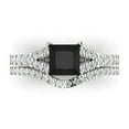 thumbnail image 2 of Clara Pucci 18K White Gold Princess Cut 1Ct Natural Onyx Engagement Ring + Matching Band - Luxury Box Included, 2 of 7