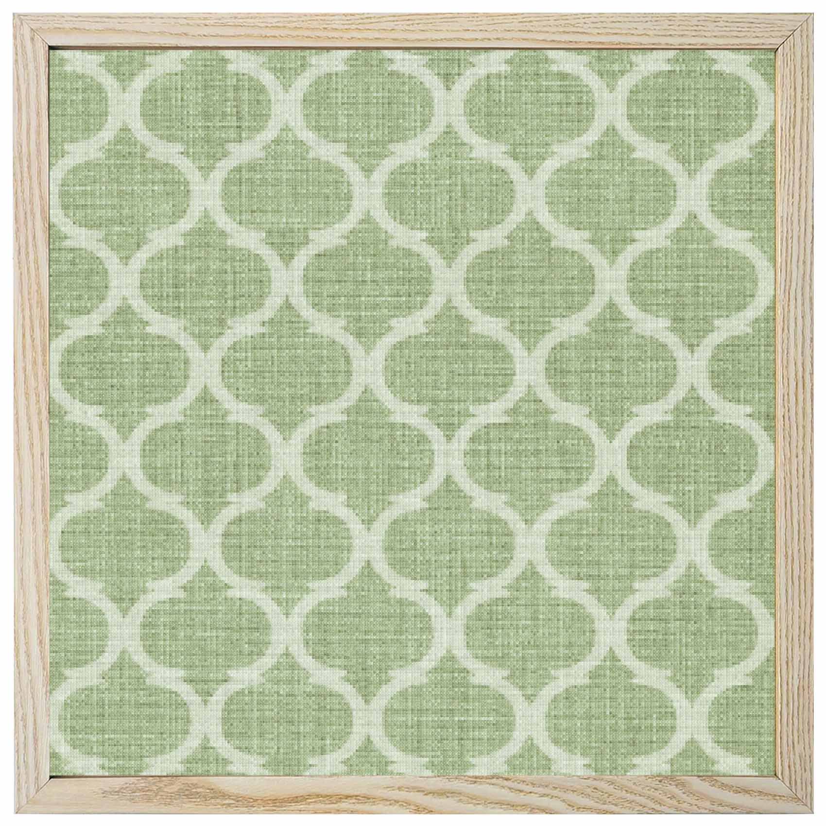 Diamond Painting Kits Moroccan Texture 5D Diamond Painting Dots Gem Craft Framed Canvas Vintage Sage Green Linen Full Drill Diamond Art Paintings for Living Room Wall Decor 12x12 Inch