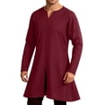 thumbnail image 2 of Yaoyar Men's Washed Cotton Medieval V Neck Long Sleeve Tunic, Renaissance Style Shirt for Halloween Costume Role Play, 2 of 8