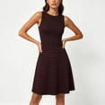 thumbnail image 4 of Hduncf Women's Casual Dresses Trendy Waistline Round Neck Sleeveless Striped High Waisted A Line Bodycon Dresses Red L, 4 of 7