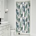 thumbnail image 2 of Small Stall Narrow Shower Curtain 36"W x 72"L – Tropical Bohemian Leaves, Mid-Century Abstract Boho Botanical Bathroom Decor, Vintage Floral Palm Leaf Pattern, Rustic Tribal Folk Style, 2 of 5