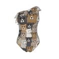 thumbnail image 4 of Yiaed Cartoon Bear Print Women One Piece Swimsuits Tummy Control One Shoulder Bathing Suits Pattern Ruffle Swimwear-Small, 4 of 8