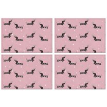 Cute Cartoon Dachshund Summer Placemats Table Placemats Set Of 4-Linen Kitchen Washable Placemats Table Mats 11.8"x17.7"Non-Slip Heat Resistant