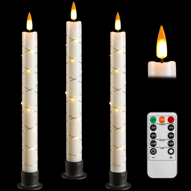 Conjunto de 3 Velas de Ventana Sin Llama de 24 cm con Control Remoto