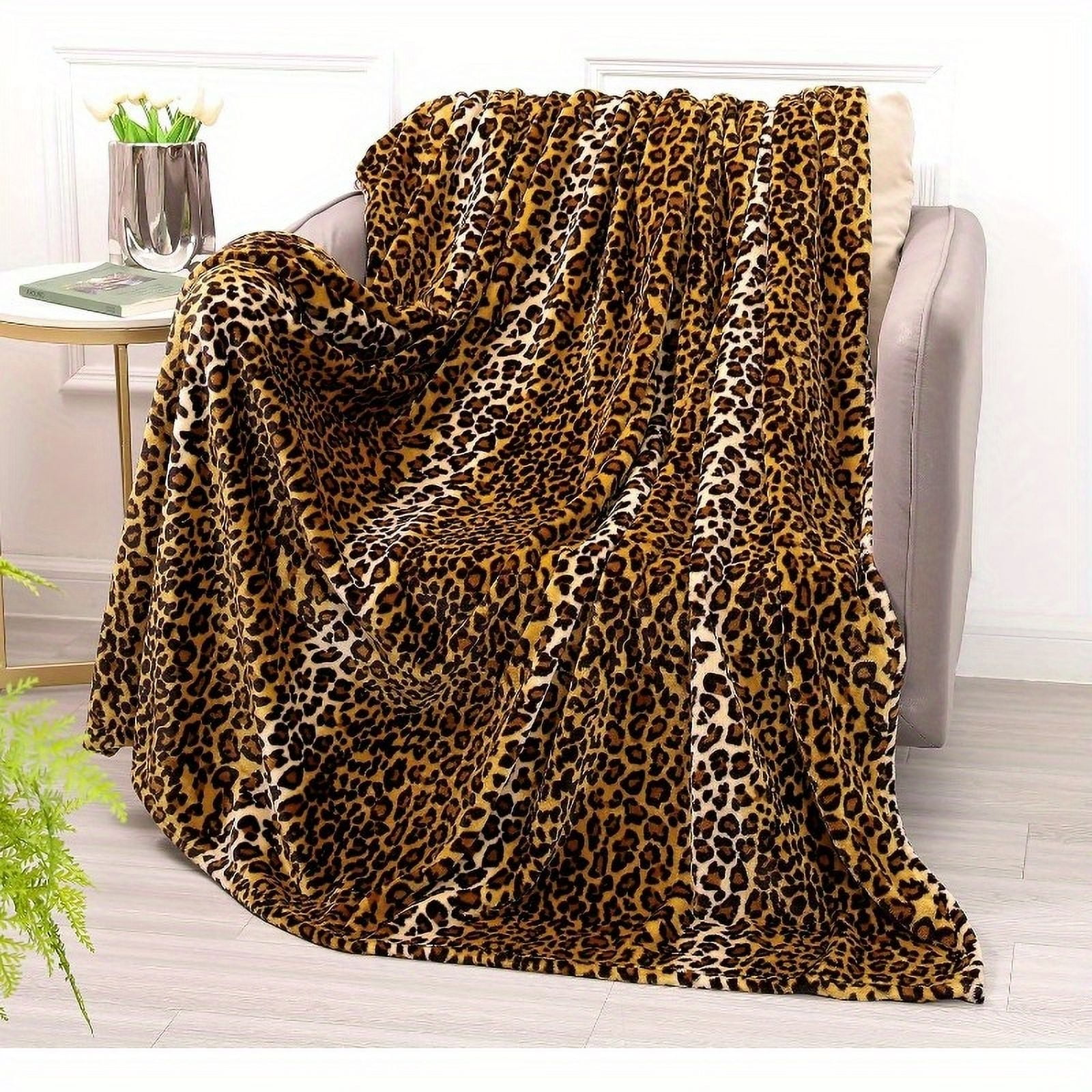 [Soft Throw Blanket] Super Soft, Leopard Print Fleece Flannel Throw Blanket | Anti-Pilling, All-Season Comfort for Adults & Youngsters