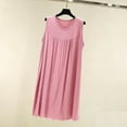 thumbnail image 7 of Nightgowns for Women Summer Crewneck Pleated Sleeveless Pajama Dress Womens Casual Solid Round Neck Relaxed Fits Lightweight Loungewear Sleepwear Night Dress, 7 of 7