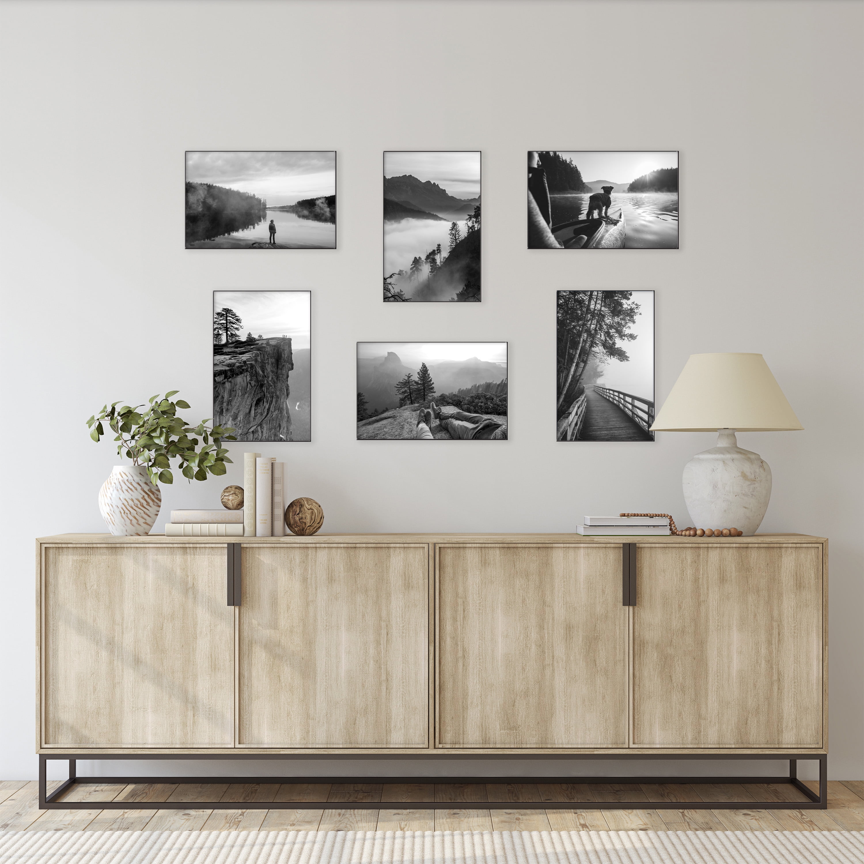 Mainstays 11x14 Black Front Loading Wall Frame, Set of 6