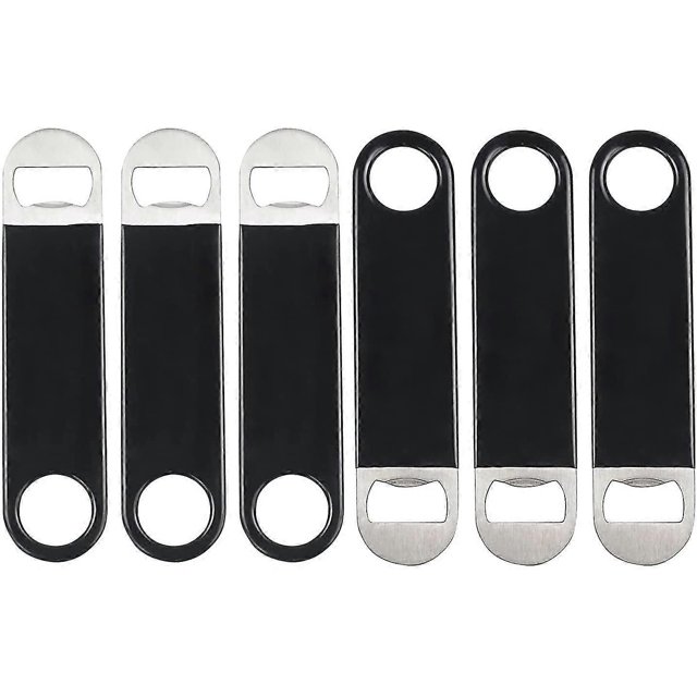 ZHAOCHENG Abridores de botellas de cerveza de acero inoxidable con revestimiento negro, paquete de 6, regalo