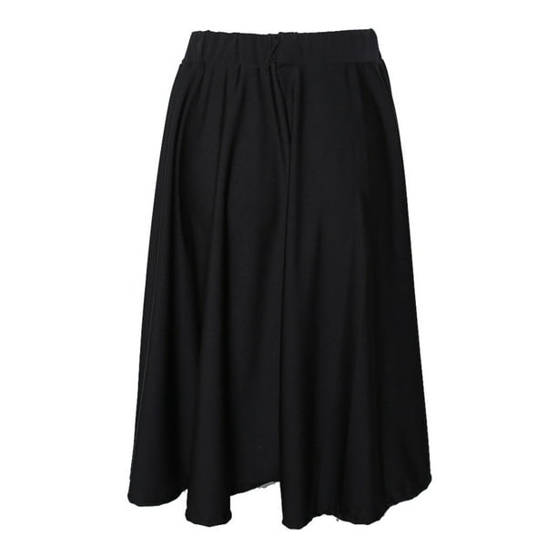 PEZHADA Summer Vintage Pleated Skirt for Teen Girls Womens High Waist Solid  A-line Long Skirts Maxi Skirt with Pockets Black 