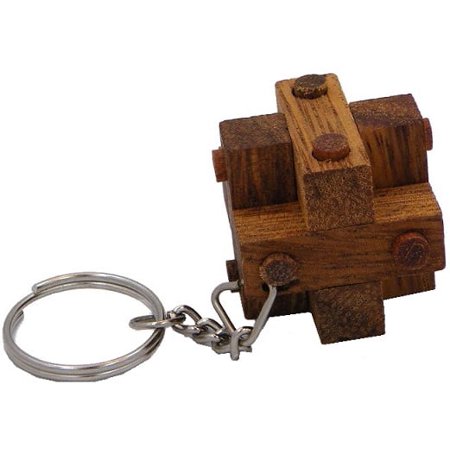 Pins Cube Key Chain - Wooden Puzzle Brainteaser