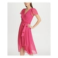thumbnail image 3 of DKNY Womens Pink Short Sleeve V Neck Tea-Length Cocktail Sheath Dress 4, 3 of 3