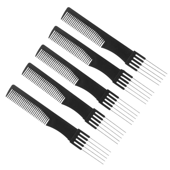SEWOART 5Pcs Black Metal Hair Pick Comb 2 in 1 Hair Styling and Hairdressing Tool