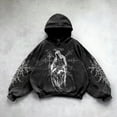 thumbnail image 2 of Y2K Hoodie for Men Retro Gothic Long Sleeve Hoodie Streetwear Casual Loose Hoodies Men Black S, 2 of 3
