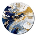thumbnail image 4 of Designart "Strokes in Dark Blue and Gold XXIII" Fractals Oversized Wall Clock, 4 of 5
