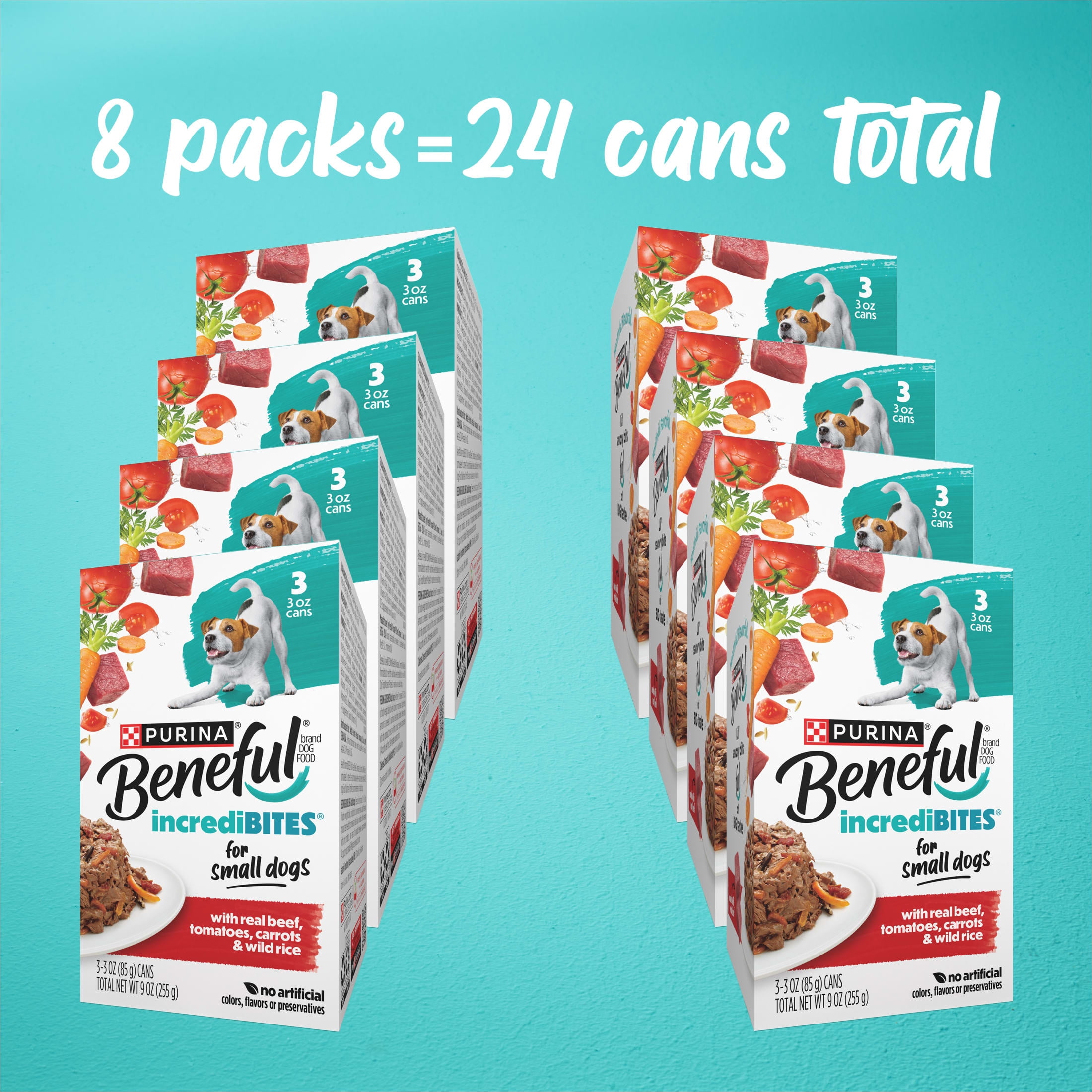 Purina Beneful IncrediBites Small Wet Dog Food Real Beef, Rice & Vegetables, 3 oz Cans, 8 Pack
