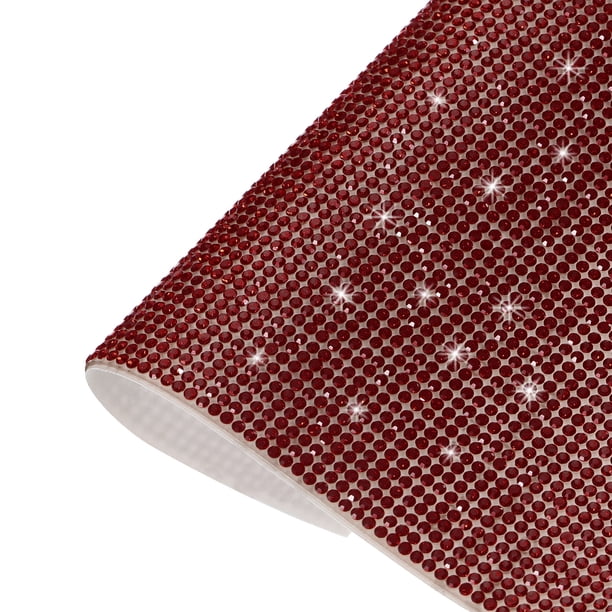 Uxcell Bling Rhinestone Sheet Self Adhesive Sticker 9.44 x 7.87 Inch DIY Car Decoration Sticker Dark Red