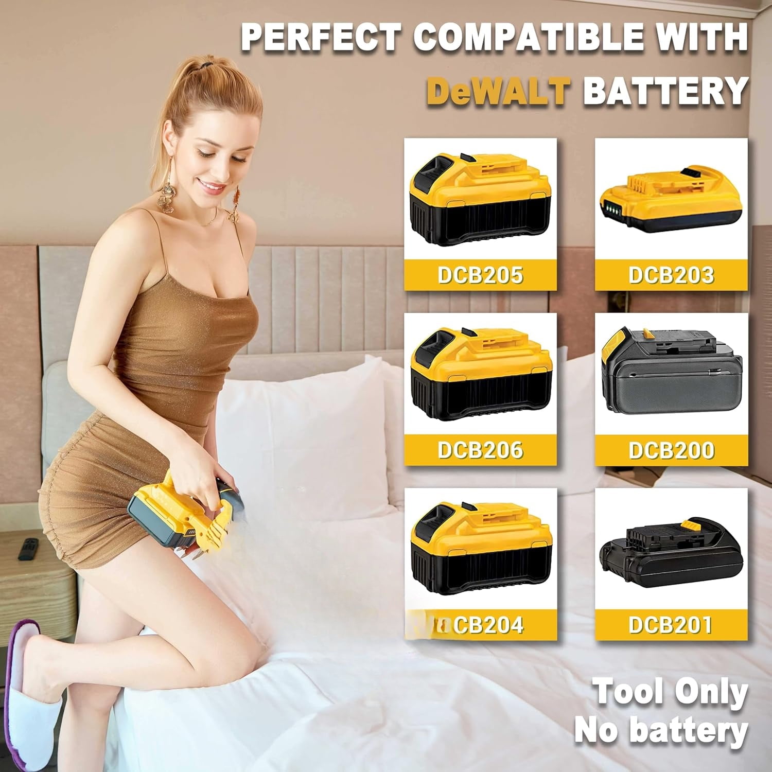 Cordless Handheld Vacuum Cleaner for De*walt 20V Battery, Wet Dry Use,Wireless Handheld Vacuum for Car,Home, Boat,Workshop, Pet Hair, Furniture Cleaning (Tool Only No Battery)