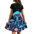 thumbnail image 5 of Uourmeti Mushrooms Short Sleeve Dresses for Toddler Girls Summer Soft Swing Dress Lightweight Loose Round Neck Midi Dresses with Pockets, 5 of 6