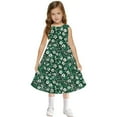 thumbnail image 7 of Spazoro Little & Big Girls A-Line Dress, Sleeveless Floral Print Crew Neck 2025 New Style Summer Dresses for Child Girls Green Size 5 T, 7 of 7