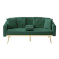 thumbnail image 4 of Leumius Convertible Futon Sofa with Cup Holders, Modern Velvet Folding Sleeper Sofa Couch, Green, 4 of 6