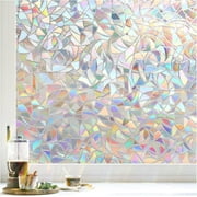 rabbitgoo Window Privacy Film, Rainbow Window Clings, 3D Decorative Window Vinyl, Stained Glass Window Decals, Static Cling Window Sticker Non-Adhesive for Home, 17 x 77 inches