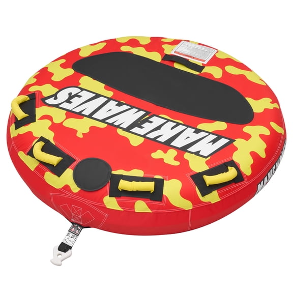 KFFKFF Towable Tubes for Boating, 2-Person Inflatable Water Sport Tube, 340lbs Capacity with Non-Slip Pad, Durable Nylon Cover, Comfortable Handles & Secure Valve