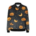 thumbnail image 5 of WXLWZYWL Womens Halloween Bomber Jacket Trendy Pumpkin Ghost Bat Spider Floral Print Casual Coat Zip Up Outerwear Windbreaker with Pockets Stand Collar Fall Clothes, 5 of 5