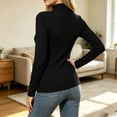 thumbnail image 6 of Tqcoqu Womens Solid Color Turtleneck Long Sleeve Ribbed Fleece Lined Thermal Base Layer Pullover Top,Women's,Size XS-L, 6 of 7