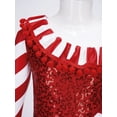 thumbnail image 3 of iEFiEL Girls Christmas Candy Cane Costume Striped Ballet Unitard Sequins Jumpsuit Red-A 6, 3 of 7