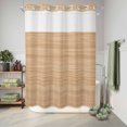 thumbnail image 6 of No Hook Shower Curtain, Brown Wood Grain Shower Curtains for Bathroom with See Through Top Window, Retro Western Farmhouse Wooden Board Waterproof & Washable Bath Curtain Extra Long 72"x84", 6 of 9