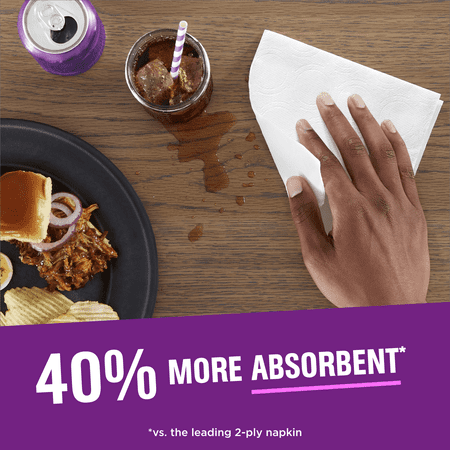 Vanity Fair Extra Absorbent Disposable Paper Napkins, White, 150 Count