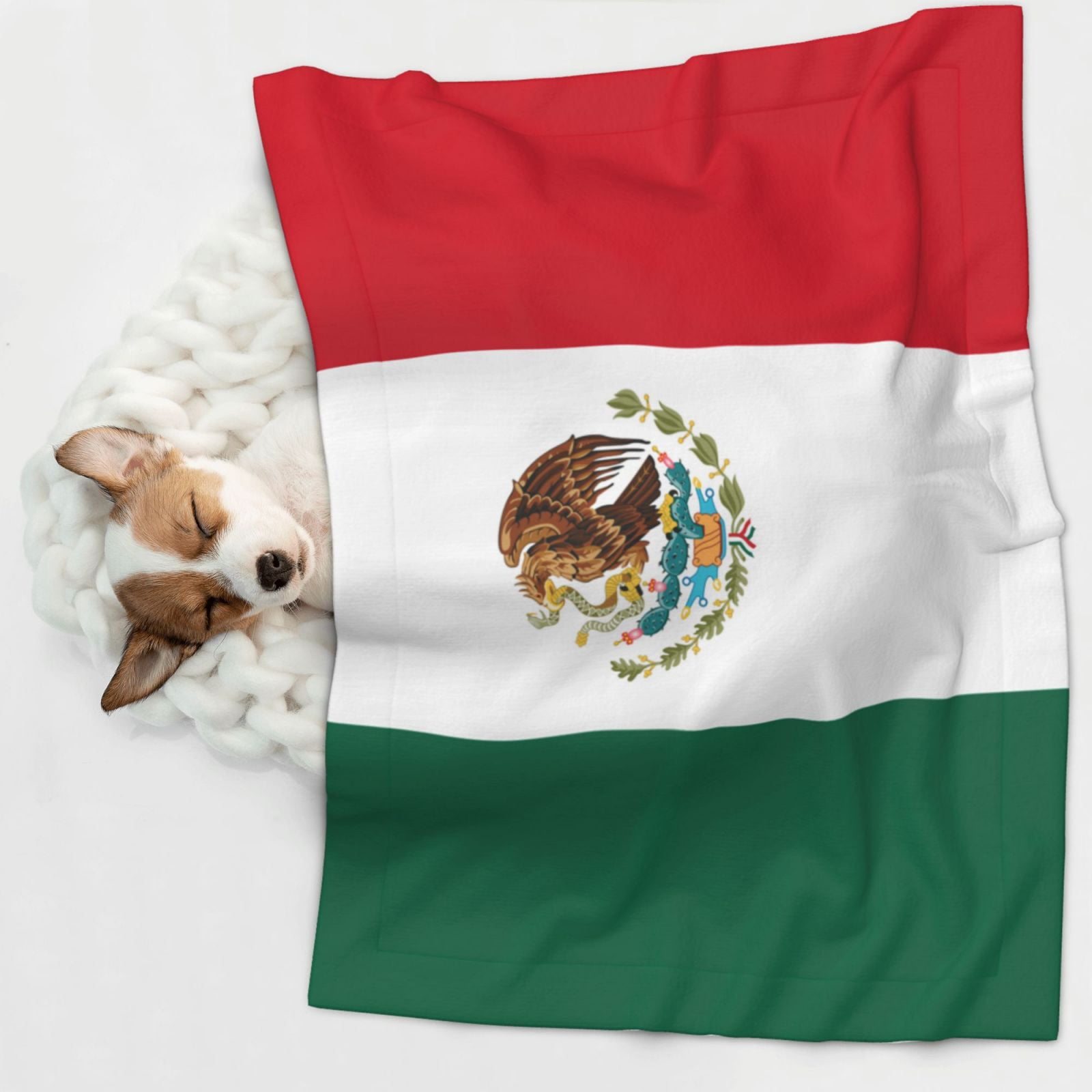 Flag-Of-Mexico Dog Blanket Soft Warm Flannel Cat Blanket Great Pet Throw for Cats Puppy Small Medium Large Dog
