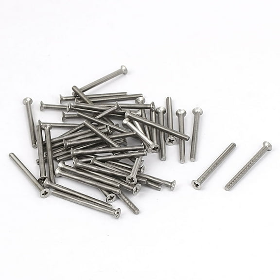 Uxcell M2.5x30mm  Flat Countersunk Head Machine Screws Silver Tone 50pcs