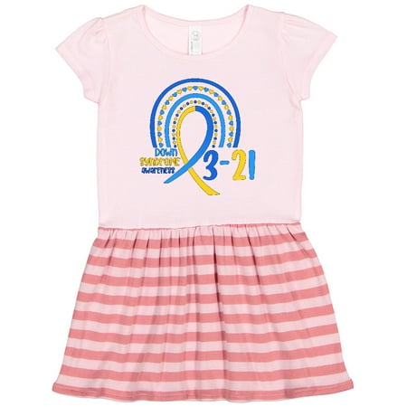 

Inktastic 3-21 World Down Syndrome Day Blue and Yellow Rainbow Ribbon Gift Toddler Girl Dress