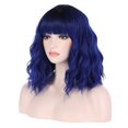 thumbnail image 7 of RightOn Blue Wig with Bangs Black Blue Ombre Wigs for Women Short Curly Wig Synthetic Wigs with Wig Cap, 7 of 7