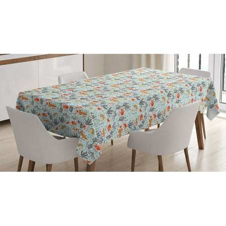 

Marine Tablecloth Underwater Elements Bubbles and Coral Reef Rectangle Satin Table Cover Accent for Dining Room and Kitchen 52 X 70 Multicolor by Ambesonne