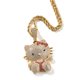 thumbnail image 1 of KML-HH1340 Venta caliente de latón de dibujos animados Hello Kitty colgante collar Hip Hop Rosa Zircon gato Kitty collar hombres mujeres, 1 of 3