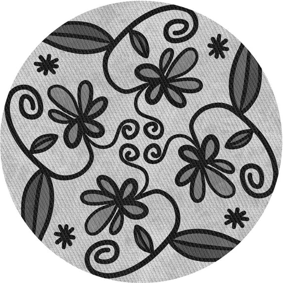 Ahgly Company Indoor Round Patterned Platinum Silver Gray Area Rugs, 6' Round