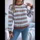 thumbnail image 5 of Suéter de Rayas con Bloques de Color para Mujer, Otoño-Invierno 2025, Cuello Redondo, Informal, de Punto Holgado. Color Café L, 5 of 9