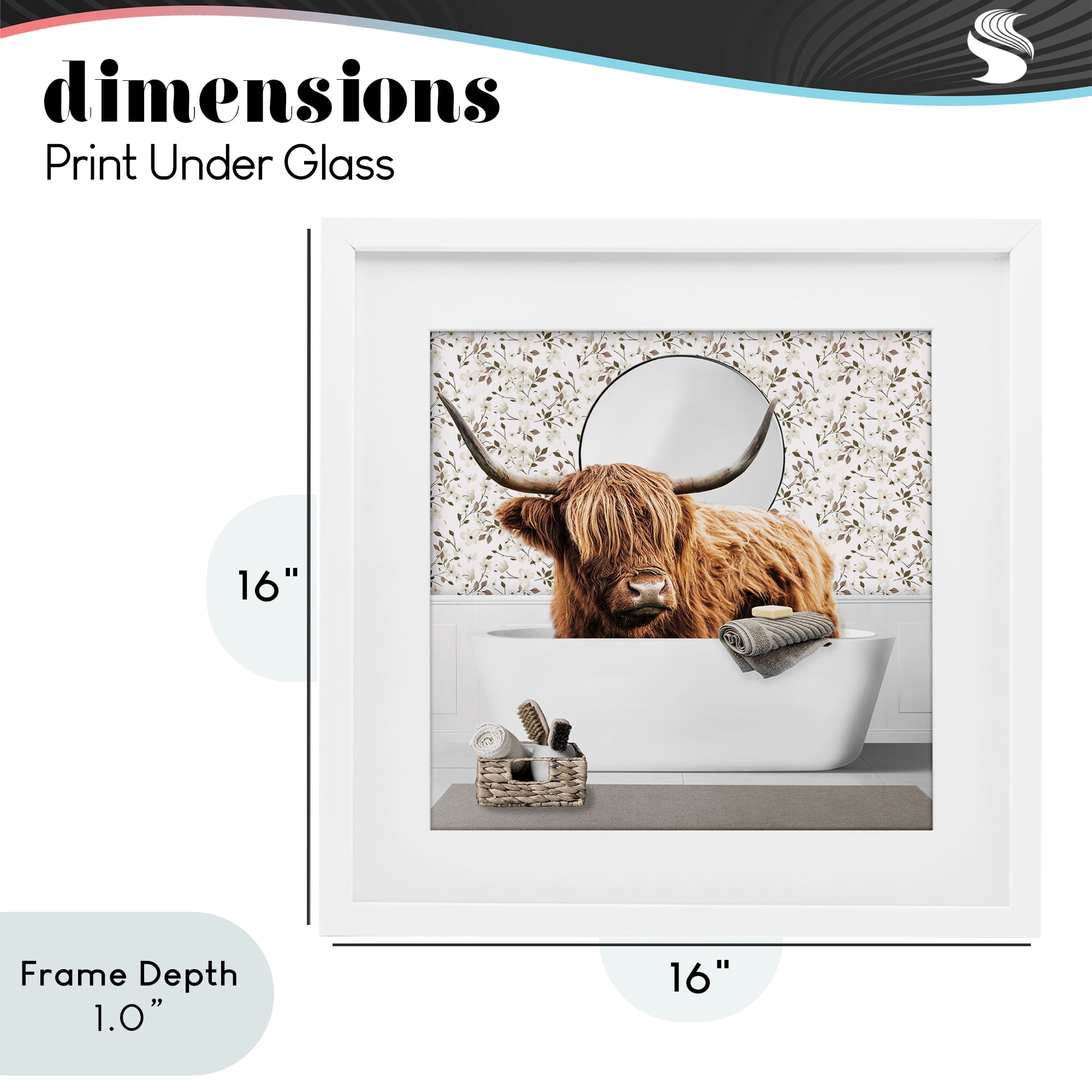 Stupell Industries Boho Cattle Bath Time White Framed Print Under Glass, design by CAD Designs