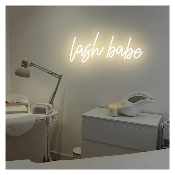 Letrero De Neón Lash Babe Con Luz LED Regulable Para Negocios, Tiendas De Belleza, Peluquerías, Salones De Uñas, Decoración De Pared 42.5cmx18cm